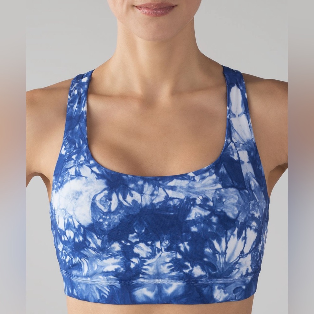 LULULEMOM Energy Bra Shibori Tie Dye Varsity Blue White Luxstreme Size 8